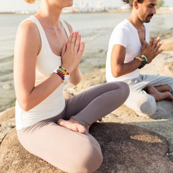 New 16 Pieces Men Women 8mm Lava Rock Bracelets 7 Chakra Aromatherapy Es… - Picture 6 of 8